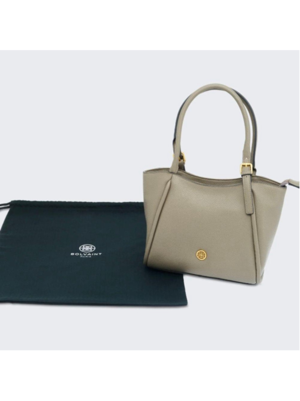 Bolvaint Gray Leather Tote Shoulder Bag - Picture 4 of 16